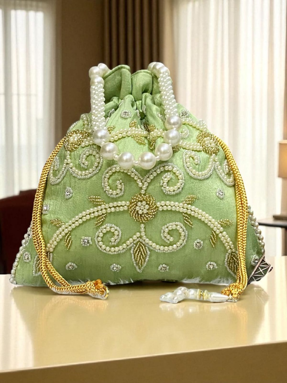 Pearl Embroidered Potli