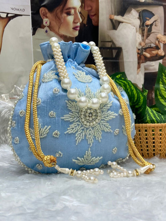 Pearl Embroidered Potli