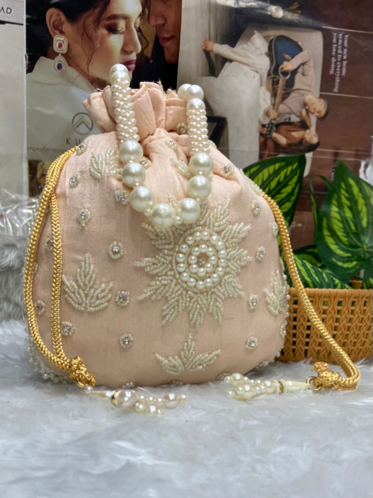 Pearl Embroidered Potli